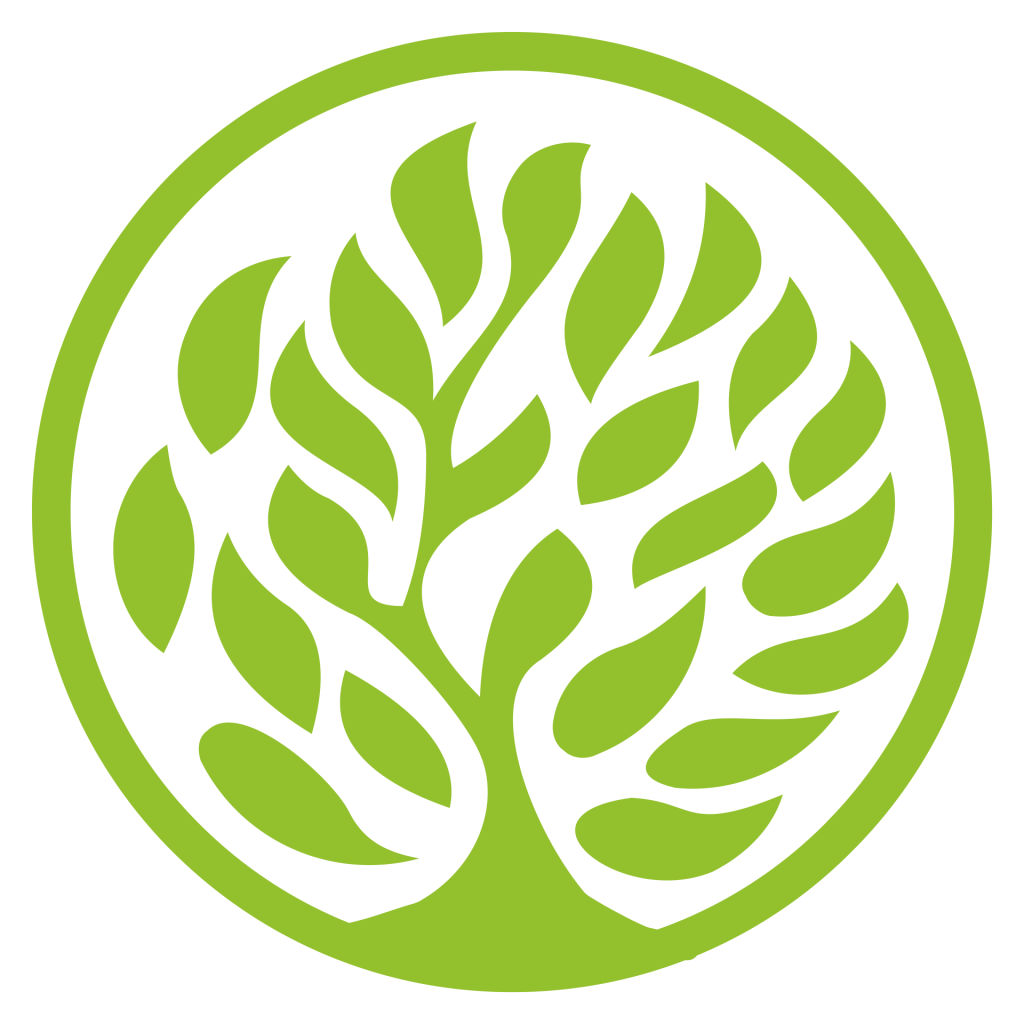 green and white tree emblem